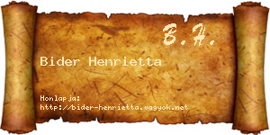 Bider Henrietta névjegykártya