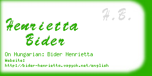 henrietta bider business card
